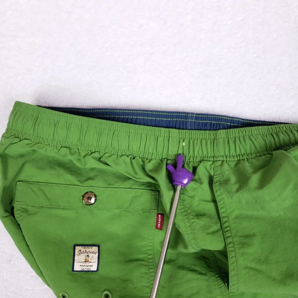 Tommy Bahama Swim Trunks M Colorblock Green Blue Palm Tree Board Shorts‎